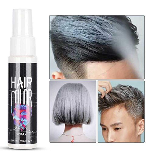 Zetiling Spray Pelo Blanco, Spray Color Pelo, Spray Tinte de Pelo Temporal, Hair Dye Hair Unisex DIY Hair Color Spray Dye Mist Desechable Nutritiva Temporal Modelado Salon 30ml(Blanco)