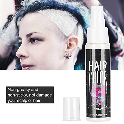 Zetiling Spray Pelo Blanco, Spray Color Pelo, Spray Tinte de Pelo Temporal, Hair Dye Hair Unisex DIY Hair Color Spray Dye Mist Desechable Nutritiva Temporal Modelado Salon 30ml(Blanco)