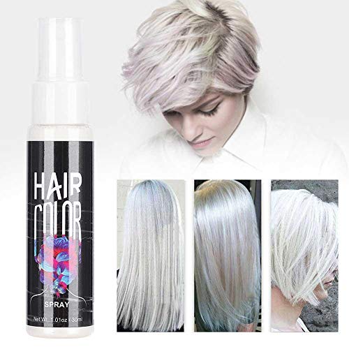 Zetiling Spray Pelo Blanco, Spray Color Pelo, Spray Tinte de Pelo Temporal, Hair Dye Hair Unisex DIY Hair Color Spray Dye Mist Desechable Nutritiva Temporal Modelado Salon 30ml(Blanco)