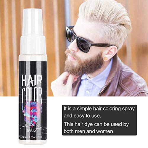 Zetiling Spray Pelo Blanco, Spray Color Pelo, Spray Tinte de Pelo Temporal, Hair Dye Hair Unisex DIY Hair Color Spray Dye Mist Desechable Nutritiva Temporal Modelado Salon 30ml(Blanco)