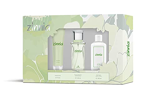 ZINNIA - Estuche Regalo de Mujer, Pack de 3 Piezas (Perfume 100 ml + Crema de Cuerpo 100 ml + Crema de Manos 75 ml)