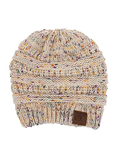 ZiXing Gorros con Coleta Mujer Invierno Gorro Caliente de Punto con Agujero Sombreros de Invierno Knit Ponytail Beanie Hat Beige OneSize