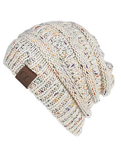 ZiXing Gorros con Coleta Mujer Invierno Gorro Caliente de Punto con Agujero Sombreros de Invierno Knit Ponytail Beanie Hat Beige OneSize