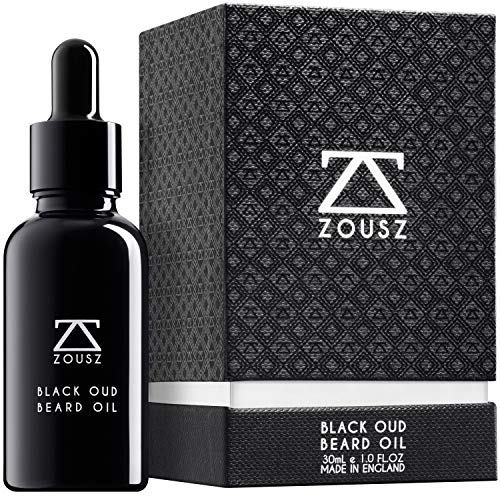 ZOUSZ Aceite para Barba - Cuidado con Oud Negro y Madera con Aceites Naturales de Aguacate y Argán - Suavizante e Hidratante para el Cabello Facial No Graso - Regalo Vegano para Hombres - 30mL