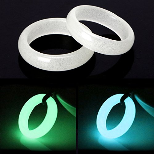 ZZALLL RARA Vez 8 mm de Ancho Natural fluorita Piedra Luminosa Que Brilla en el Anillo Oscuro joyería Fina