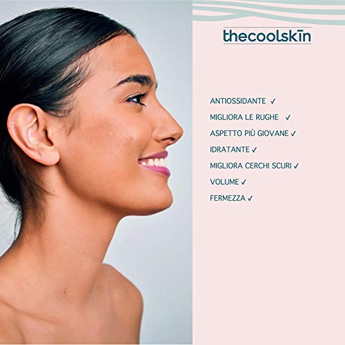 100% Natural y Vegano - Contorno de Ojos Antiedad con colágeno, ácido hialurónico, niacinamida, cafeína, Vitamina E y más. Antibolsas, Antiojeras 15ml Thecoolskin