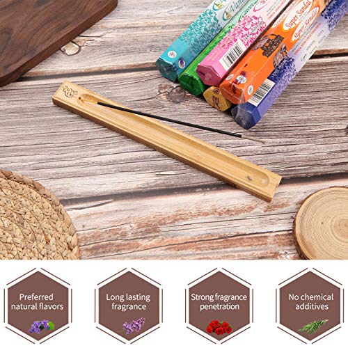 120 Incienso Palitos Varillas de Incienso con 6 aromas Juego económico de varillas de incienso con 6 aromas sándalo,violeta,rosa,lavanda,vainilla,ámbar con 1 x soporte para varillas de incienso