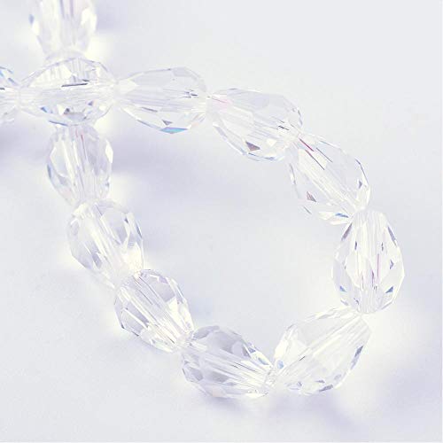 15 perlas de cristal checo de 12 mm x 8 mm, facetadas, forma de gota, perlas de cristal talladas