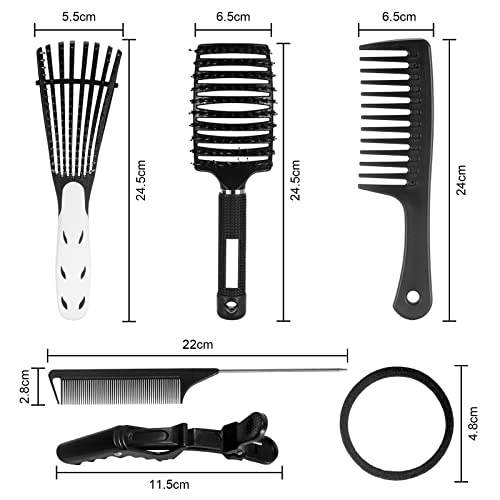 16PCS Peine para Cabello Cepillo Desenredante Cepillo para Pelo Rizado Cepillo de Pelo Rizo Peine Peluquería Para Cabello Rizado Peine Pelo Largo Grueso Peine Desenredar Rizos sin Dolor Mujer Hombre