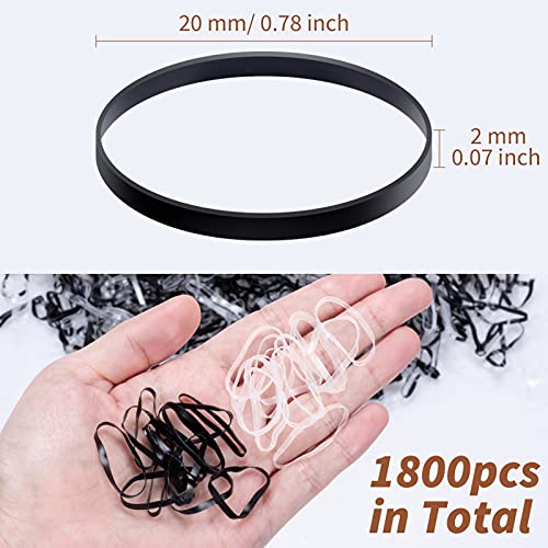 1800 Piezas Mini Gomas de Pelo Elásticas Cintas Bandas de Trenzado Gomas de Pelo Pequeñas para Cabello de Niños, Ponytail Titular, Trenzas, Peinado de Boda (Negro, Transparente)