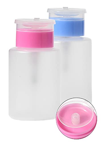 2 pcs Botella dispensadora de acetona Bomba para quitaesmalte de uñas Dispensador de líquido con tapa Botella transparente vacía Rellenable para cosméticos 150 ml