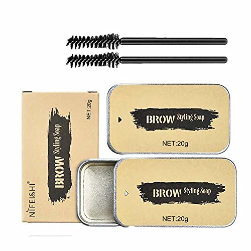 2 Piezas Jabón para Cejas, Eyebrow Soap Kit, Gel para Jabones de Cejas en 3D Crema, con Cepillo Jabón para dar Forma a Las Cejas,Impermeable de Larga Duración