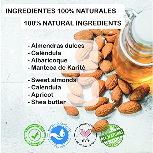 200 ml - Crema hidratante bebe y niños 100% natural. Karite, aceite de almendras dulces, caléndula y albaricoque - Piel sana, suave e hidratada.