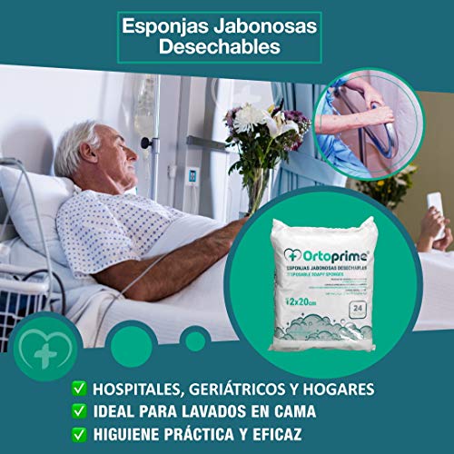 24 ESPONJAS Jabonosas Desechables Bebes 24 UNIDADES Esponjas Desechables Adultos + Piel SUAVE y LIMPIA - Toallitas Jabonosas Baño OrtoPrime (Esponjas Bebe y Adultos)