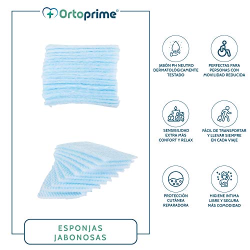 24 ESPONJAS Jabonosas Desechables Bebes 24 UNIDADES Esponjas Desechables Adultos + Piel SUAVE y LIMPIA - Toallitas Jabonosas Baño OrtoPrime (Esponjas Bebe y Adultos)