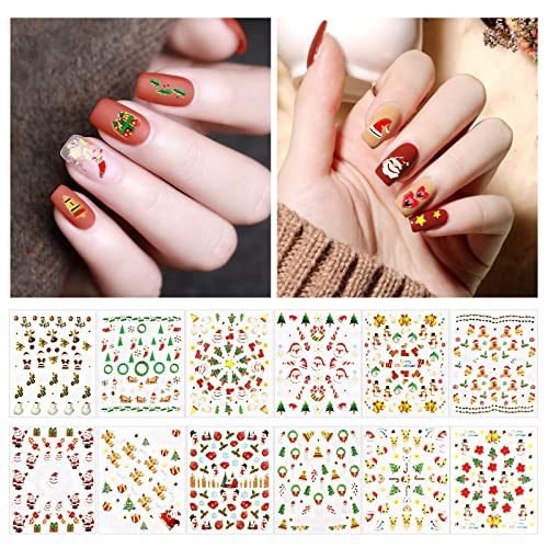 24 Hojas Pegatinas Uñas Navidad Decorativa Copos de Nieve Etiqueta Uñas Adhesivos para Uñas Nail Art Stickers con Pinzas para Decoraciones de Uñas de Bricolaje