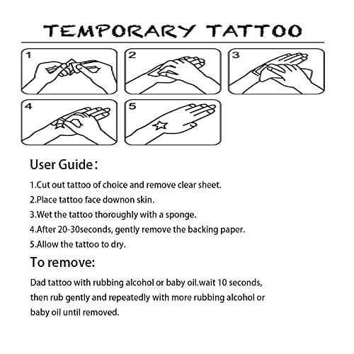 24 Hojas Tatuajes Temporales, Negro Tatuaje Falso Adhesivos, Tatuaje Falso Impermeable, Tatuajes Temporales para Adultos, Tatuajes para Niños, Adultos, Hombres y Mujeres