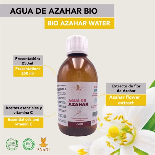 250 ml - Agua Azahar pura - BIO. flor de azahar tonifica la piel y tiene propiedades astringentes y antisépticas. Actúa como relajante y ayuda a dormir mejor.