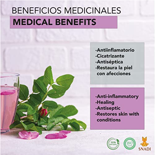 250 ml - Tonico facial Agua de Rosas pura - BIO. Hidrolato de rosas antioxidante, rejuvenece la piel, ayuda a la cicatrización y es ideal para el tratamiento de manchas.