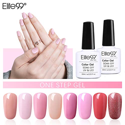 3 en 1 Esmaltes Semipermanentes de Uñas en Gel UV LED 4 Colores Un paso Esmaltes de Uñas Soak off Gel de Elite99 004