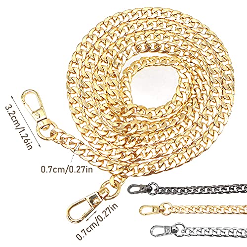 3 Piezas Cadena de Metal, Resistente y Duradera Desmontable Correa de Cadena para Mujeres Bolso de Mano Hombro Cruz Cuerpo Bolsa