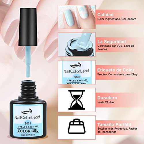 39 Pzs Esmaltes Semipermanentes, SHOWNAIL 36 Colores Clásica y Moda Pintauñas Semipermanente con Base, Top Coat Brillante y Mate, Uñas Semipermanentes Gel UV LED para Navidad y Año Nuevo, 8ML