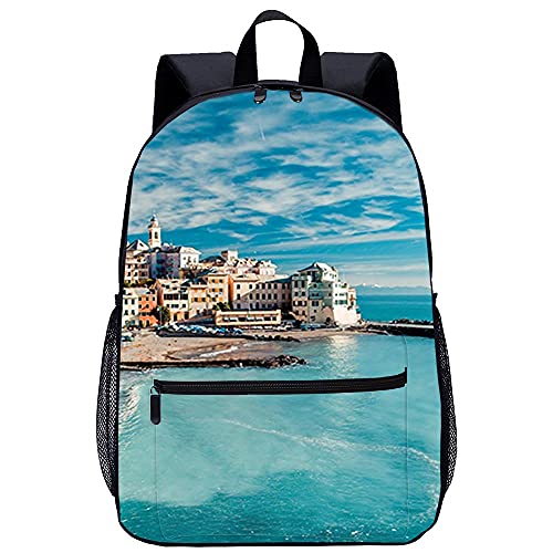 3D Escolar Mochila con mochila para niño-Liguria-Adecuado para: estudiantes de primaria y secundaria, la mejor opción para viajes al aire libre-Tamaño: 45x30x15 cm / 17 pulgadas-Mochila Niño con