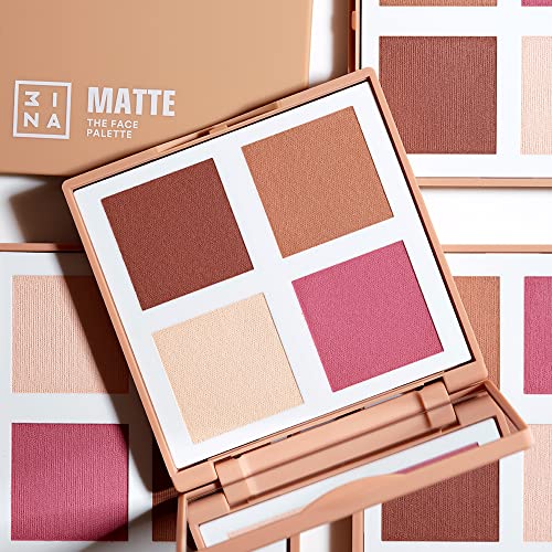 3INA Maquillaje – Libre de crueldad – Vegano – La paleta de cara mate – 4 tonos de contorno para cara, ojos y labios – Paleta de contorno – Fácil de mezclar – Hecho en Europa