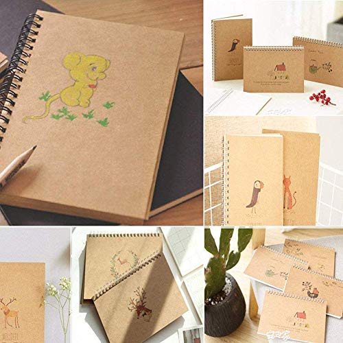 4 paquetes de cuadernos cuadrados en espiral A5 con cubierta de papel kraft para cuadernos a granel, 100 páginas/50 hojas, 21 x 14 cm planificador de notas almohadillas