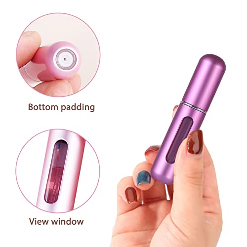 4 Piezas Atomizador Perfume Recargable 5ml Dosificador de Perfume Vacío Pulverizador Perfume con Ventana Transparente Mini Vaporizador Perfume Bolso para Viaje Aéreos