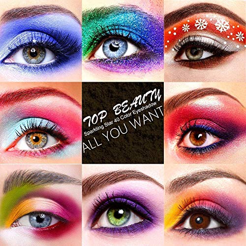 40 colores Paleta de sombras de ojos brillantes Sombra de ojos en polvo Brillo portátil Brillo Maquillaje profesional Maquillaje profesional Pigmentado metálico Sombra