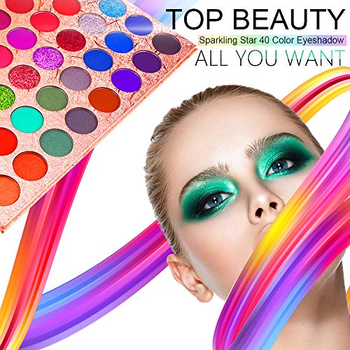 40 colores Paleta de sombras de ojos brillantes Sombra de ojos en polvo Brillo portátil Brillo Maquillaje profesional Maquillaje profesional Pigmentado metálico Sombra