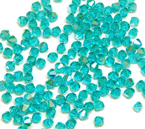 40 perlas de cristal de Bohemia Preciosa de 4 mm, doble cono, perlas checas, perlas de cristal talladas, varios colores (circonita azul AB)