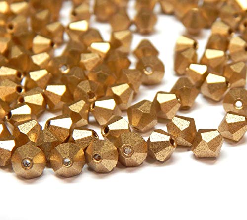 40 perlas de cristal de Bohemia Preciosa de 4 mm, doble cono, perlas checas, perlas de cristal talladas, varios colores (oro metálico)