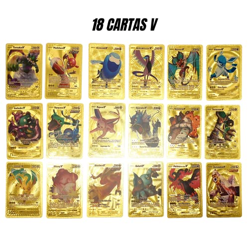 42 Cartas Doradas PVC Pok Español VMAX - V - DX - GX. Edición Coleccionista Tarjetas de Oro PVC