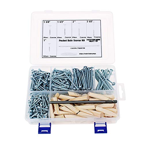 431pcs / 451pcs tornillos de ocultación Casquillos de enchufe Kit, recubierto de cinc fino hilo grueso tornillos con cabeza de arandela de madera for Pocket agujero plantilla ( Color : 451Pack )