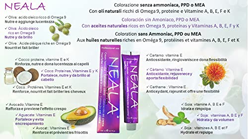 4.75- Coloración Profesional SIN AMONIACO y libre de PPD y MEA Enriquecido con Omega9, extractos naturales y vitaminas. Gran brillo y cobertura - 4.75- Castaño Medio Chocolate Caoba - NEALA 100ml.