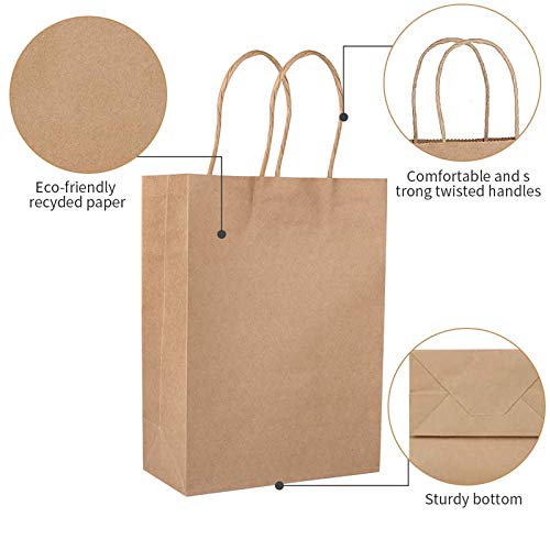 50pz Bolsas Papel con Asas Bolsas Papel Kraft Rectangular Bolsa de Papel de Alimentos para Hornear Compras Minoristas Boutique