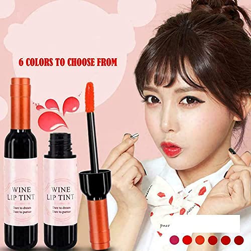 6 Colors/Set Wine Lipstick Matte Long Lasting Waterproof Lip Tint Set Lip Gloss Lip Stain - Wine Liquid Lipstick - Lady Long Lasting Make Up Gloss Matte Lip Tint Wine Bottle Cover (6 Colors)