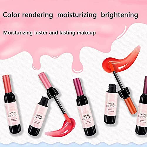 6 Colors/Set Wine Lipstick Matte Long Lasting Waterproof Lip Tint Set Lip Gloss Lip Stain - Wine Liquid Lipstick - Lady Long Lasting Make Up Gloss Matte Lip Tint Wine Bottle Cover (6 Colors)