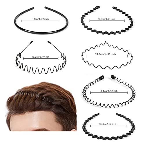 6 piezas de aro para el pelo, bandas de metal para hombres y mujeres, cuidado de belleza, unisex, negro, ondulado primavera deportes para hombres, banda de pelo, clips de aro y accesorios para mujer