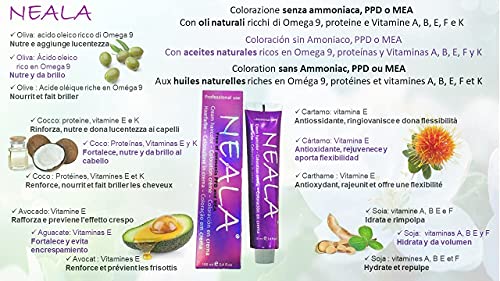 8.44- Coloración Profesional SIN AMONIACO y libre de PPD y MEA Enriquecido con Omega9, extractos naturales y vitaminas. Gran brillo y cobertura - 8.44 Rubio claro cobrizo intenso - NEALA 100ml.