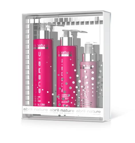 abril et nature - Pack Regalo tratamiento ENERGIC Cabello Encrespado Anti Frizz - Incluye Mascarilla Pelo, Aceite Pelo Finalizador Hidratante y Champú Antiencrespamiento