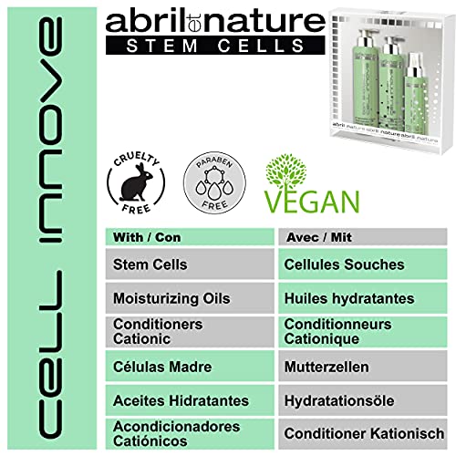 abril et nature - Pack Tratamiento Vegano Hidratación Profunda CELL INNOVE - Mascarilla Pelo, Sérum Pelo y Champú Células Madre de Regalo - Champú Hidratante Profesional Rejuvenecedor Antifrizz