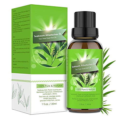 Aceite de Árbol de Té 100% Natural,30 ML Aceite Esenciale-Aceite de Acné,Tea Tree Oil Puro,Aceite Perfumado de Árbol de Té,Tratamiento Antiacné Contra la Piel y Cara con Imperfecciones,Antipinillas