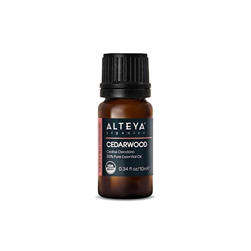 Aceite de cedro orgánico Alteya (Cedrus Deodara) 10 ml - Aceite esencial de madera de cedro 100% orgánico certificado por el USDA.