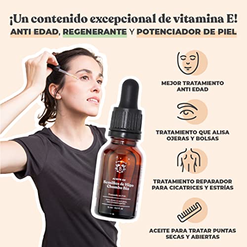 ACEITE DE HIGO CHUMBO ORGÁNICO | 100% Puro, Natural & Prensado en Frío | Rostro, Cuerpo, Cabello, Barba, Uñas | Vegano y Cruelty Free | Botella de Vidrio + Pipeta (15ml)