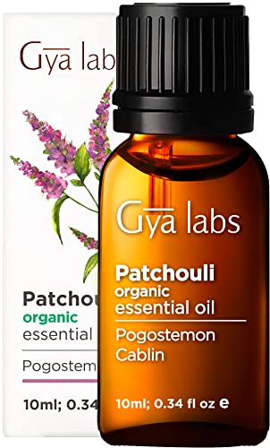 Aceite esencial de pachulí orgánico para el estrés de Gya Labs (10 ml) - Aceite de pachulí puro de grado terapéutico - Perfecto para aromaterapia, piel seca y sueño - Uso en difusor o sobre la piel