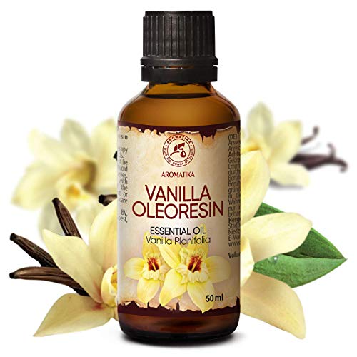 Aceite Esencial Vainilla 50ml - Oleorresina - Planifolia de Vainilla - 100% Puro para Difusores - Aromaterapia - Cuidado de Piel y Cabello - Buen Humor - Aroma Vainilla