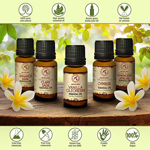 Aceite Esencial Vainilla Oleorresina 10ml - Planifolia de Vainilla - 100% Puro para Difusores de Aromaterapia - para Cuidado de la Piel y el Cabello - Buen Humor - Aroma de Vainilla